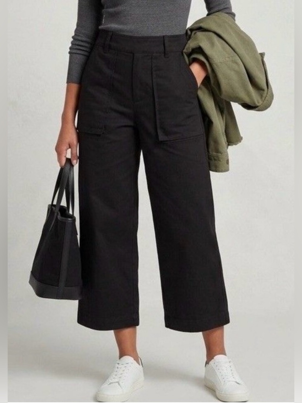 Young Fabulous & Broke Black Tencel/Cotton Cropped Wide Leg Pants Women’s Sz L